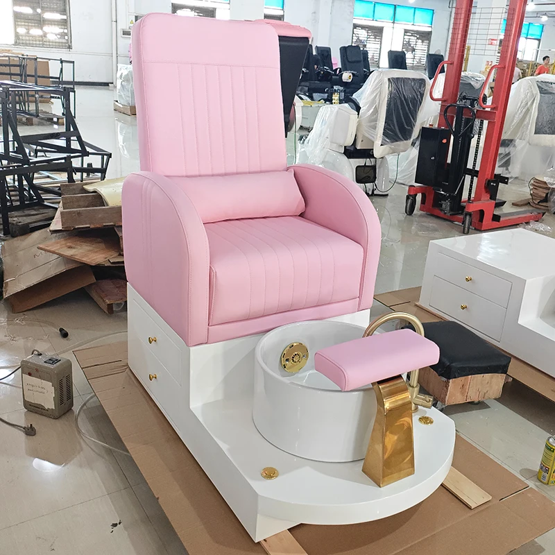 Luxury pink Nail Salon Equipment Foot Care Spa Chair Modern Storage Pedicure Chair Electric No Plumbing Pedicure Station 5