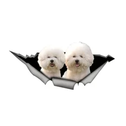 Various Sizes Personality PVC Decal Bichon Cute 3D dog Frise Waterproof Car Sticker on Motorcycle Laptop Decorative