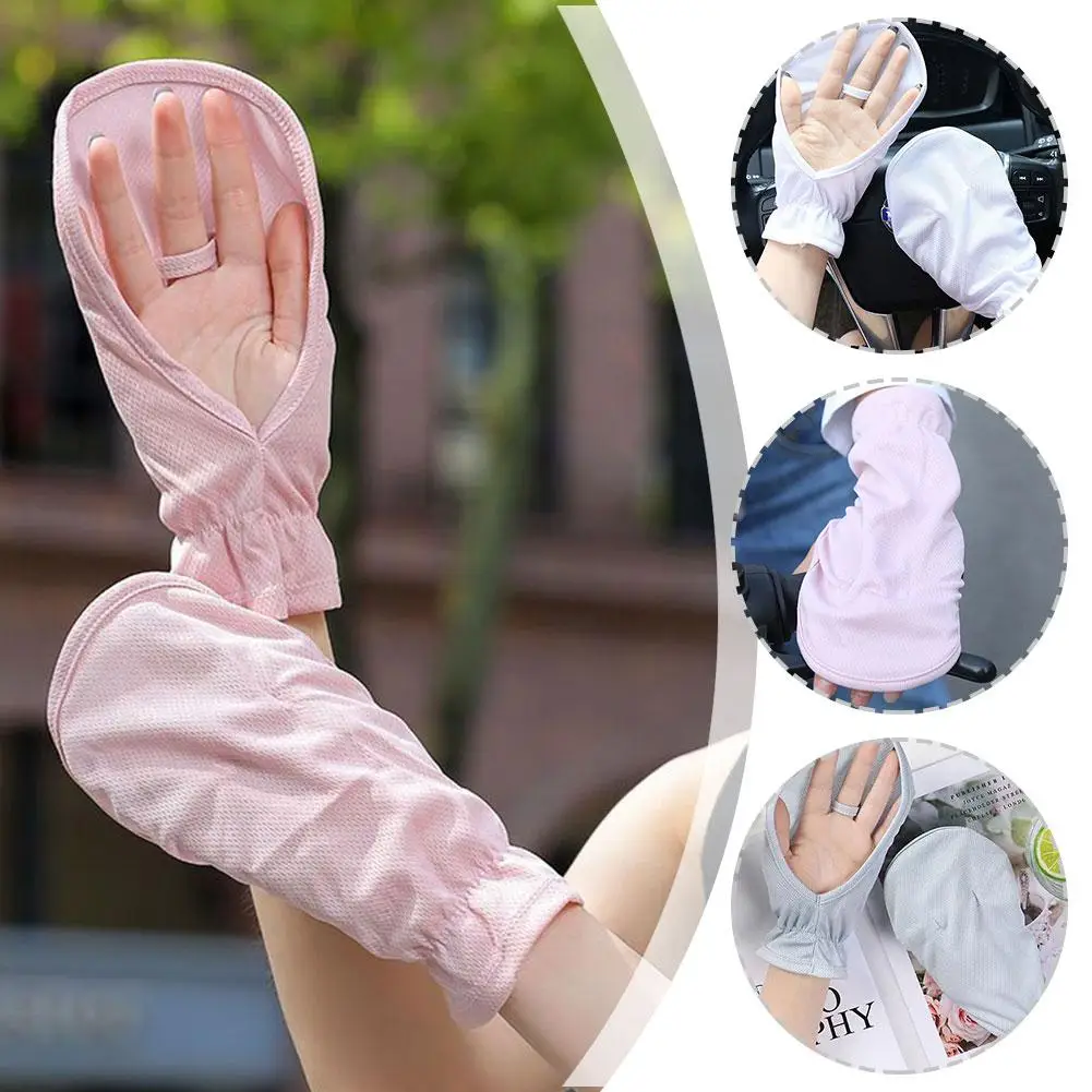 Ice Silk Open-fingered Short Sunscreen Gloves Sleeve Sun Thin Protection Outdoor Gloves Riding Gloves Driving Lady Women I9A2