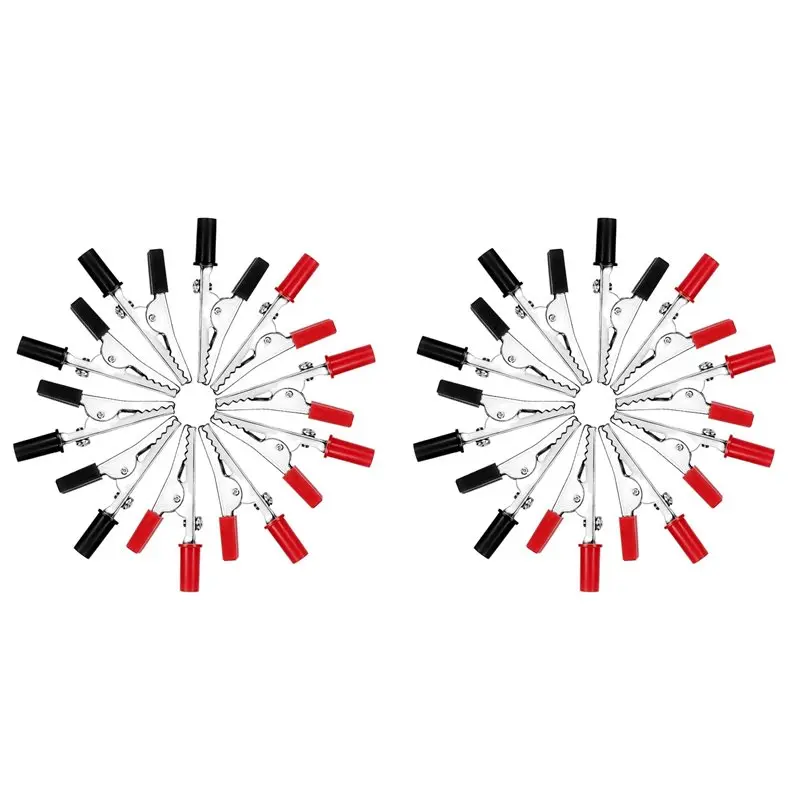 

KYCOR-20 шт. красные и черные зажимы из кожи аллигатора, маленькие металлические электрические зажимы для автомобильного электротехнического тестирования батареи