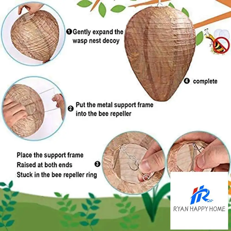 

Nest Decoy, 12 Pieces Hanging Fake Nest Natural Fake Nest Repellent Waterproof Safe Fake Trap Non-Toxic Paper Decoy