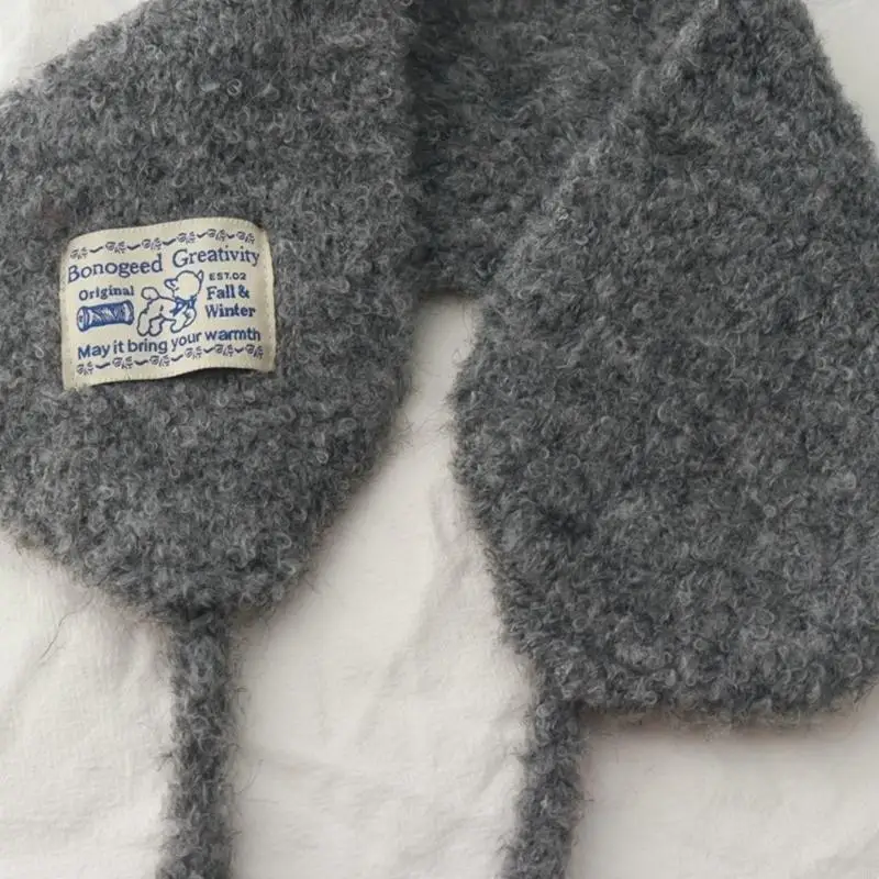 

39BC Tied Closure Neck Warmer Warm Scarf Ear Guard Comfortable Fabric False Collar Machine Washable Winter Fashion Item