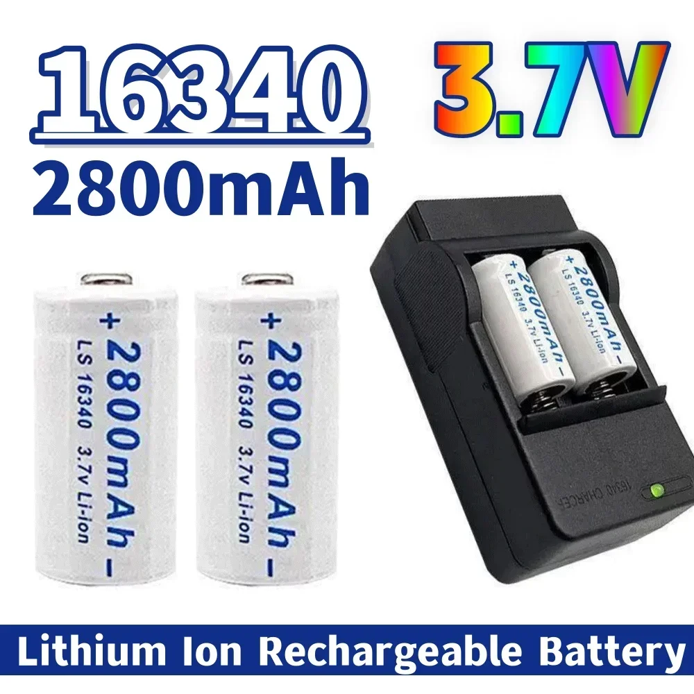 

NEW CR123A RCR 123 ICR 16340 Battery 2800mAh 3.7V Safety Camera Rechargeable Battery Lithium Ion L70 Plus Charger