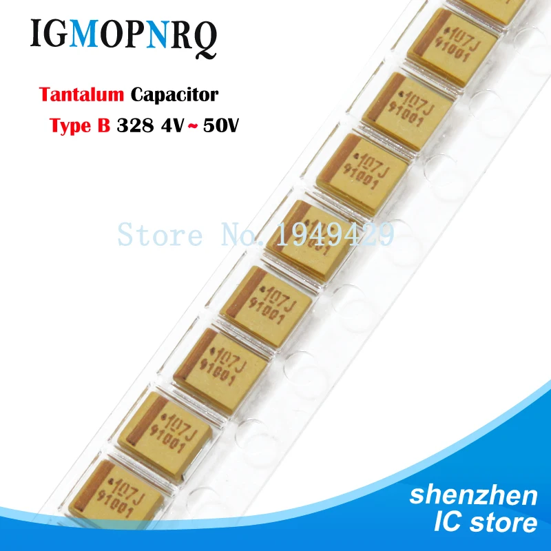 10szt Typ B 1UF 4.7UF 10UF 47UF 100UF 220UF Kondensator tantalowy 4V 6.3V 16V 20V 25V 35V 50V 3528 1210 227 476 107 475 106 105
