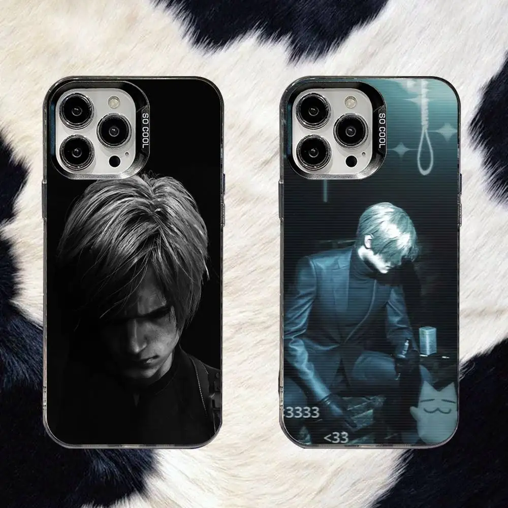 

Leon Kennedy Resident Evil 4 Phone Case For iPhone 16,15,14,13,12,11,8,7,Pro,Max,Plus,Mini,XS,SE Anti Fall Black Matte Hard
