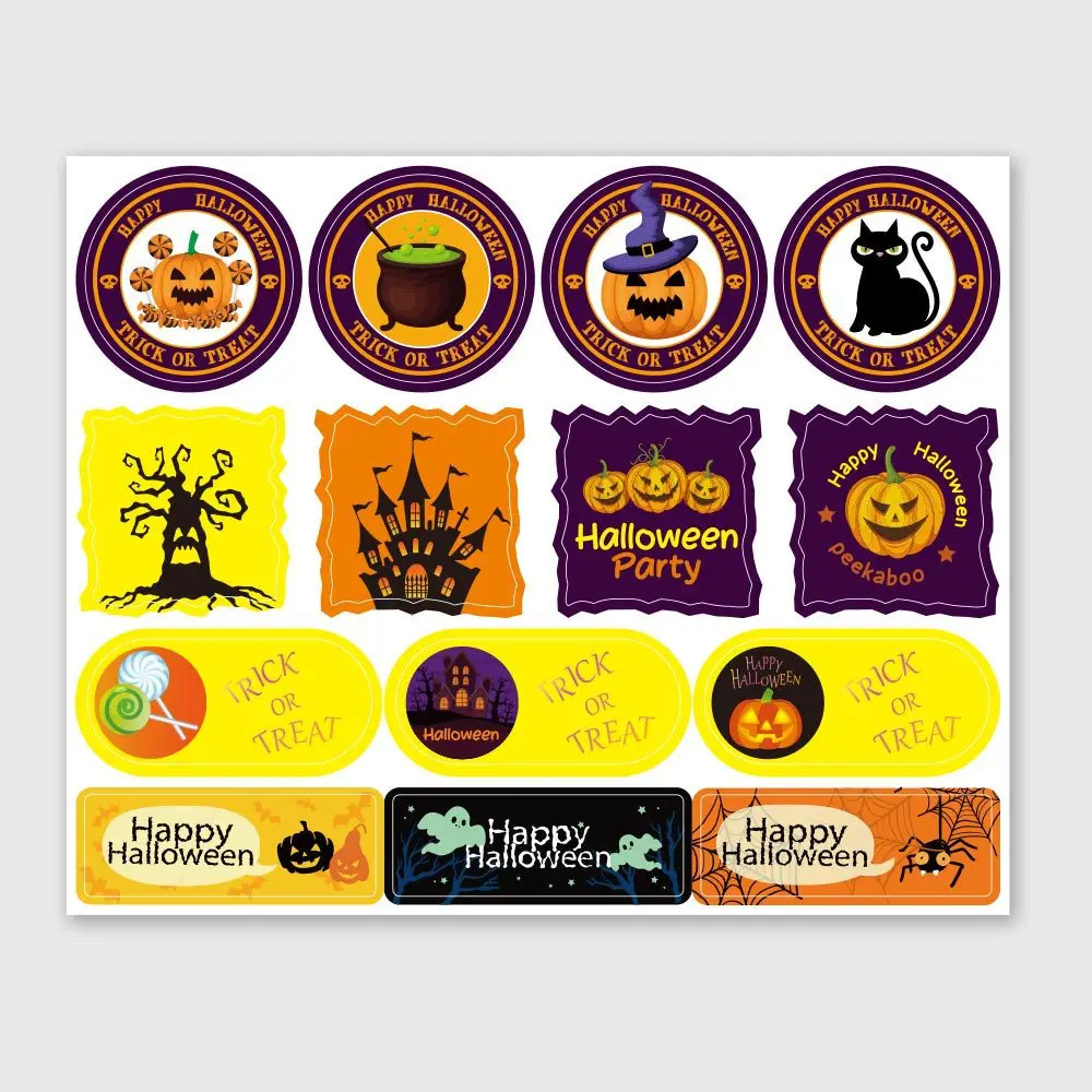 Halloween Pumpkin Ghost Adesivos, Etiqueta de selagem de pacote artesanal, DIY Halloween Gift Stickers, Happy Decor, 60-120Pcs por pacote