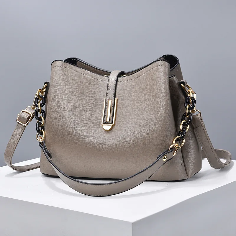 

Soft Leather Luxury Women's Bags2024 New Fashion Bucket Bag Large Capacity Texture Shoulder Bag Elegant Women Crossbody Bag