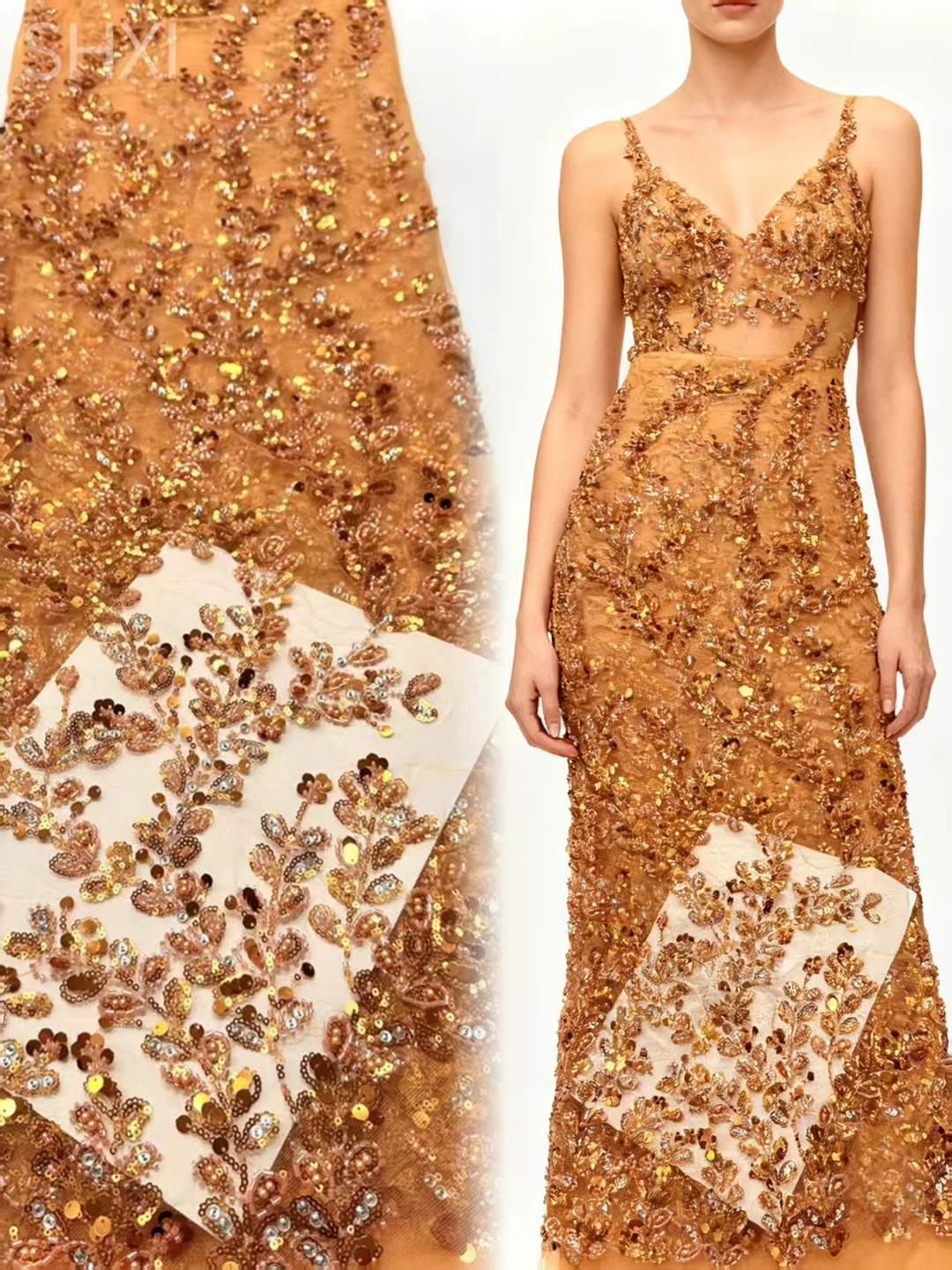 قماش دانتيل ترتر أفريقي فاخر تطريز عالي الجودة 5 ياردات تول نيجيري لحفلات الزفاف