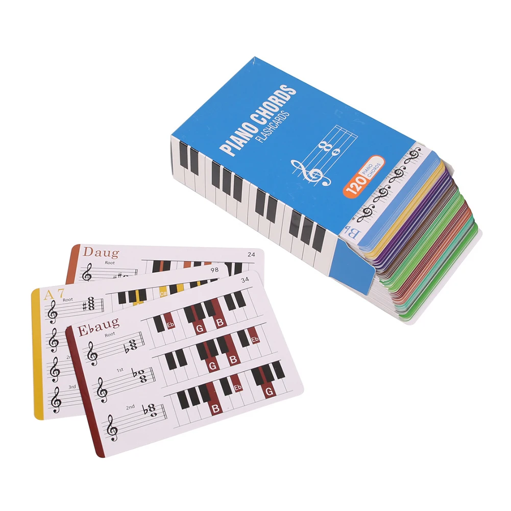 Chord Flashcards Set 88 Keys Chord Flashcards Chart 120PCS Chords Card Music Educational Practice Chart Parts