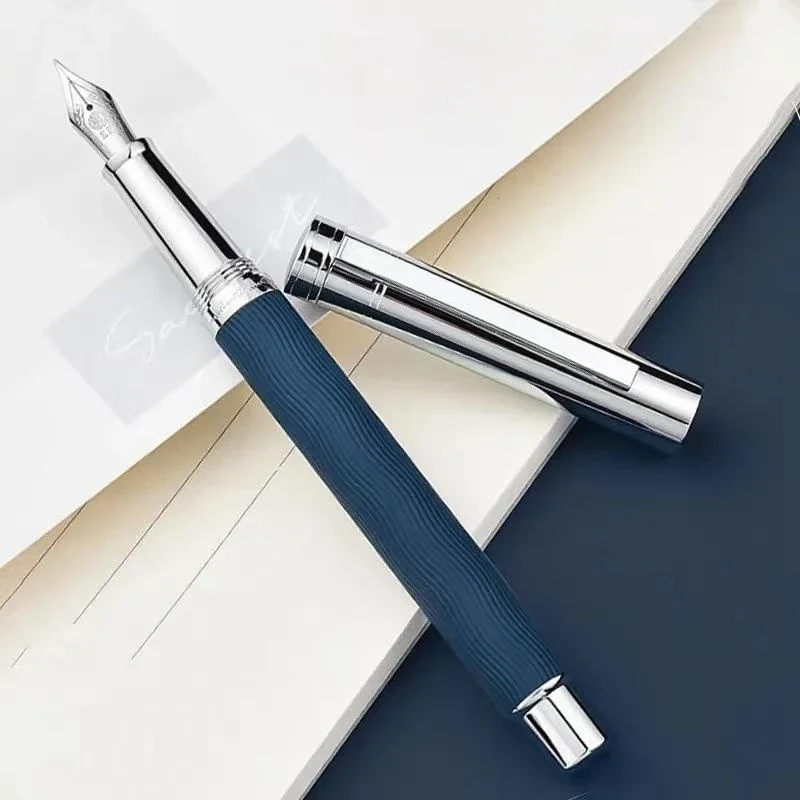 Voyager Series HongDian 1843 Fountain Pen Metal Wave Pattern Stainless Beautiful Ripples Iridium EF F Nib Classic Pens Gift
