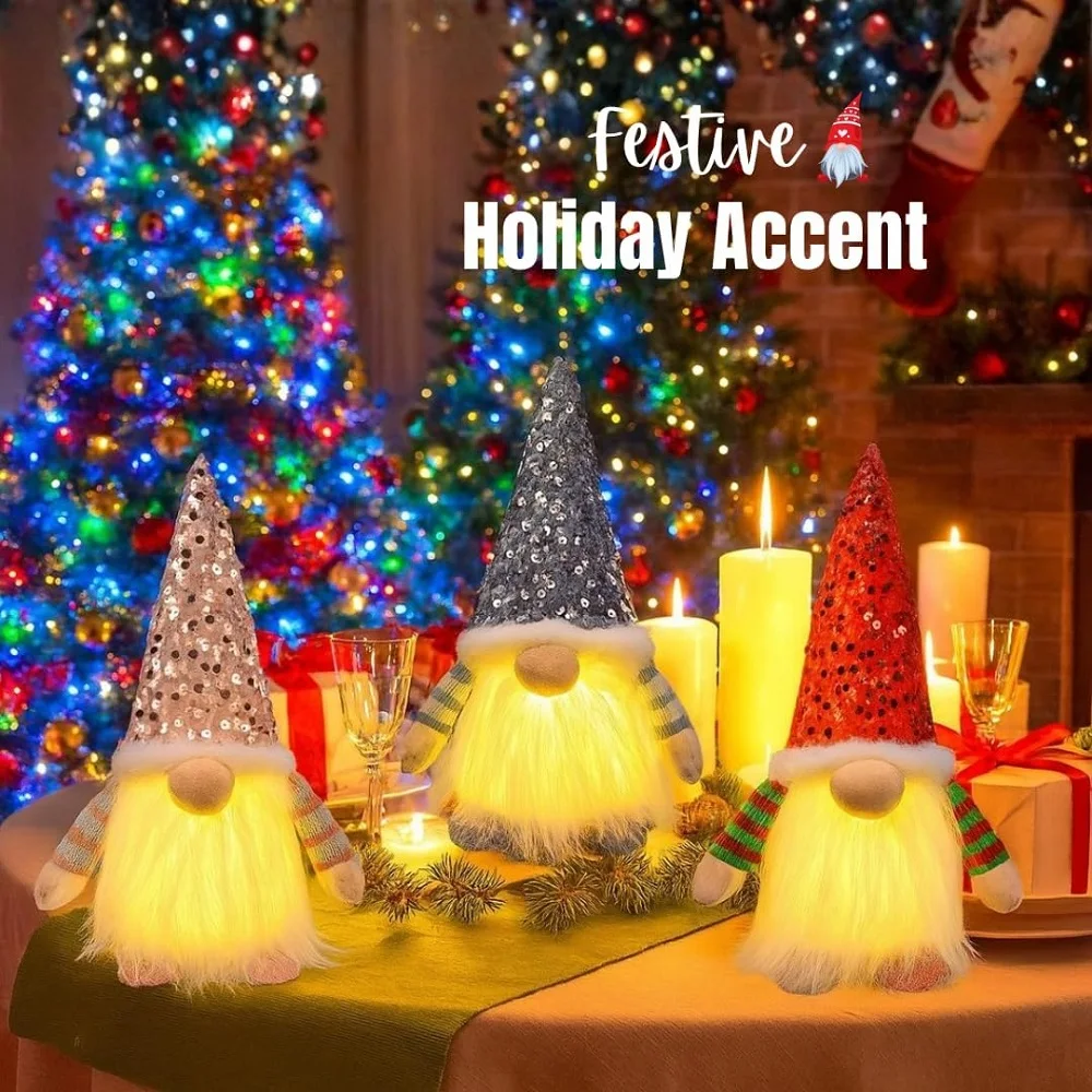 LED عيد الميلاد جنوم أفخم سانتا كلوز دمية الديكور مجهولي الهوية غونك قزم زخرفة عيد ميلاد سعيد لعبة عيد الميلاد السنة الجديدة ديكور المنزل