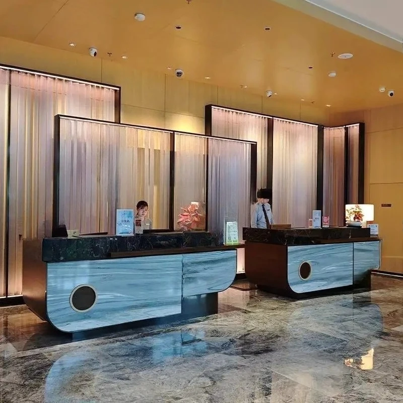TT Sm Large Hotels Beauty Reception Desks Logo Counter Modern Office Reception Desks Computer Salon Empfangs Tresen  Furni