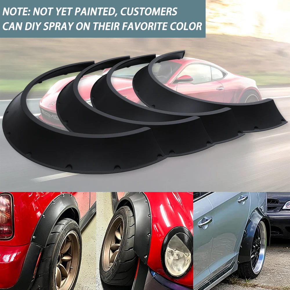 4Pcs/Set Universal Flexible Car SUV Off-road Fender Flare Wheel Arch Protector Widened Decorative Wheel Eyebrow Fender
