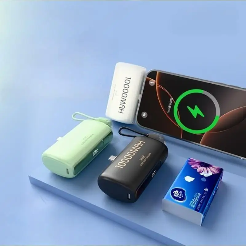 22.5W Super Fast Charging Emergency Capsule Power Bank 10000mAh PD Compact and Portable Battery for IPhone 15 16 Samsung Huawei