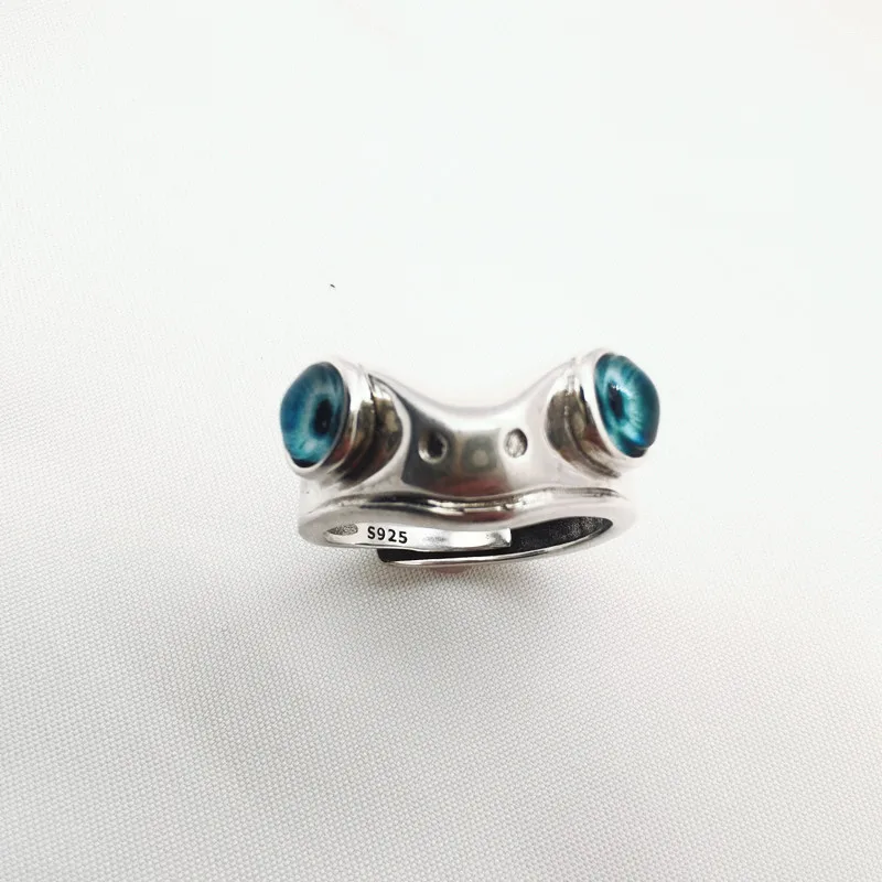 New Charm Frog Rings For Men Women Vintage Blue Eye Trendy Animal Ring Open Adjustable Hip Hop Jewelry Gifts Anillos