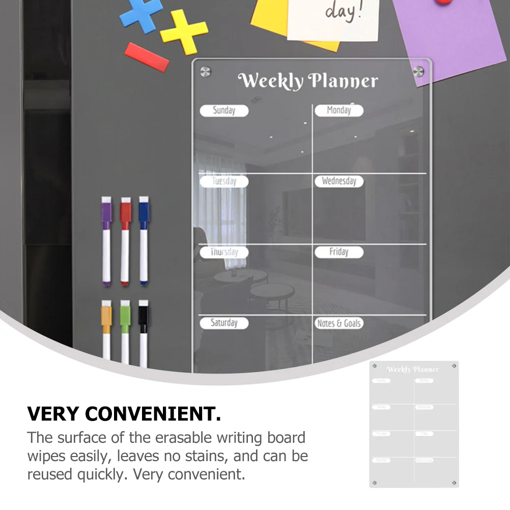 Planejador Semanal geladeira Magnetic Board, Atração clara, programação diária, Dry Erase Mensagem