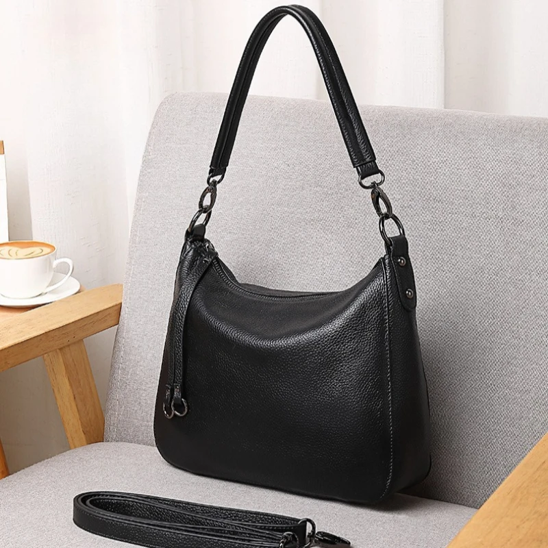 

Women's Genuine Leather All Season Versatile Bag, Minimalist Solid Color Underarm Shoulder Crossbody Handbag for Commute