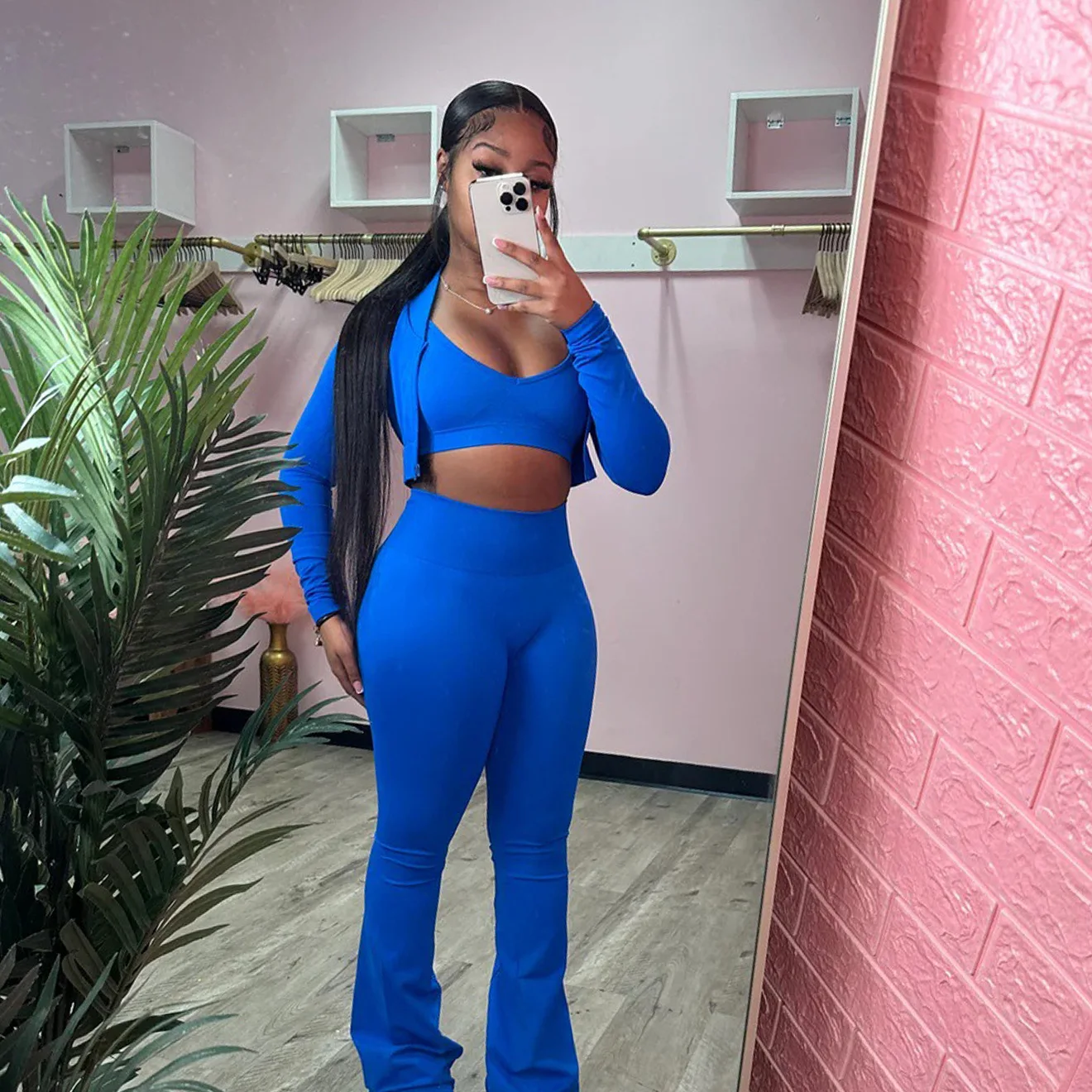 

Pant Set Women Three Piece Sets Sling Short Tops Full Sleeve Tracksuit Coats Bodycon Long Pants High Waist Y2k Streetwear 2025