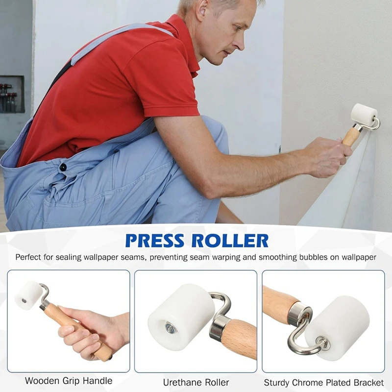 Kit set di strumenti per lisciare la carta da parati con raschietto più liscio, rullo per cucitura, set di pennelli per carta da parati per appendere la carta da parati, carta da contatto