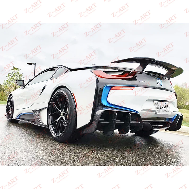 Z-ART I8 Carbon Fiber Rear Diffuser for BMW I8 Carbon Fiber Rear Lip for 2014-2021 I8 Carbon Fiber Rear Low Spoiler for I8