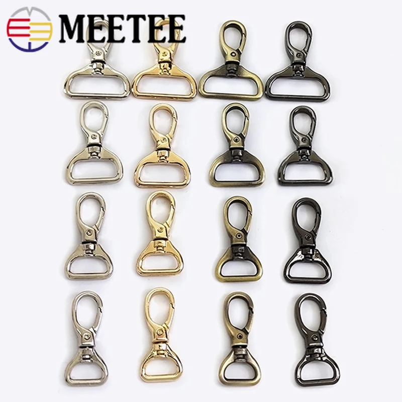 Meetee 30Pcs Metal Swivel Buckles 15/20/26/32mm Lobster Clasp For Webbing Bag Strap Hanger Hook Buckle DIY Hardware Accessories