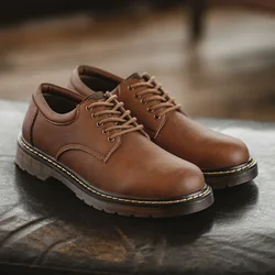 Maden, zapatos británicos de cuero genuino para hombre, botines de trabajo informales para exteriores para primavera y otoño, zapatos de seguridad bajos de lujo de diseñador