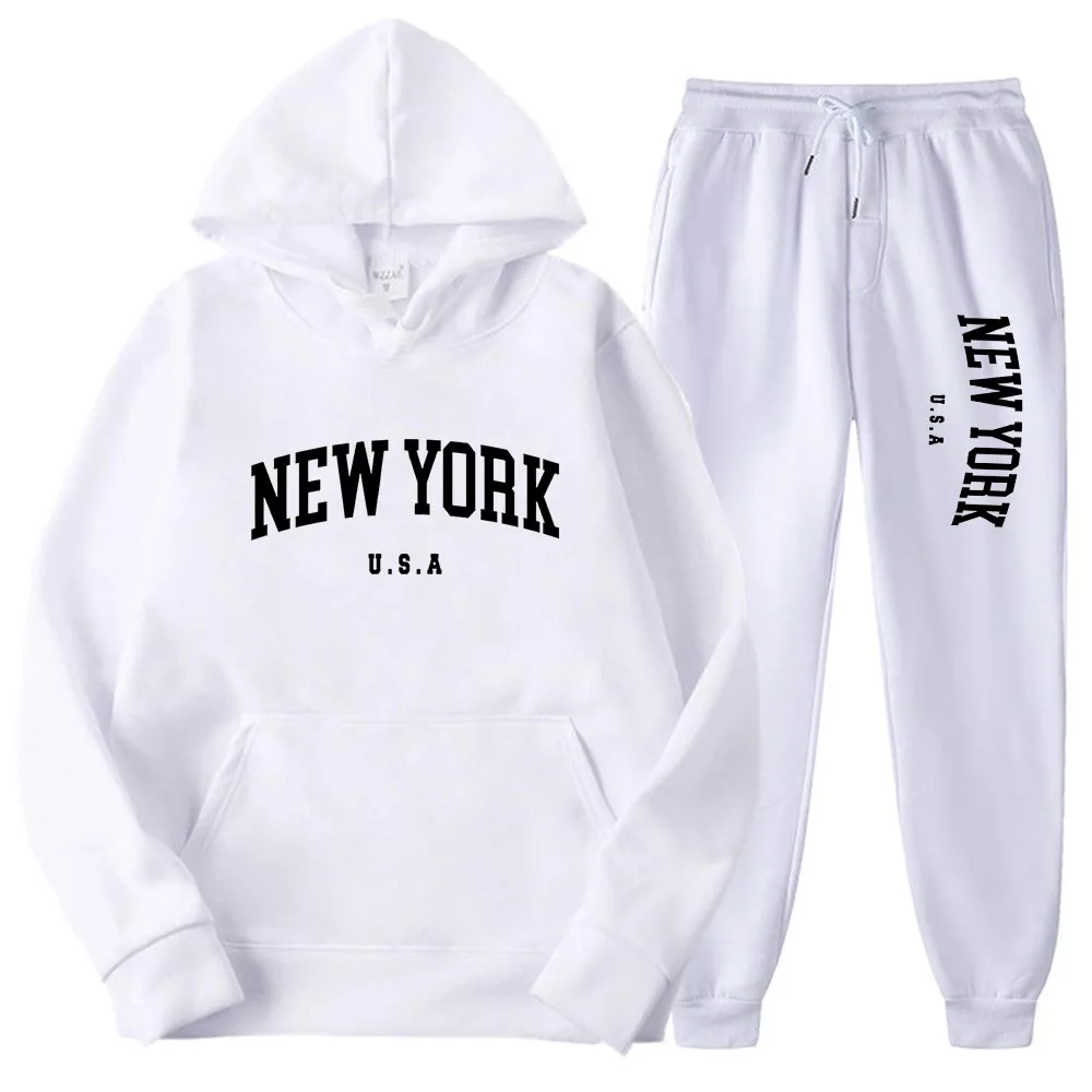 Men\'s and Women\'s New York City Hoodies with Fashionable Printed Patterns, Loose Hoodies, Casual Harajuku Hoodies,Pants Pullove