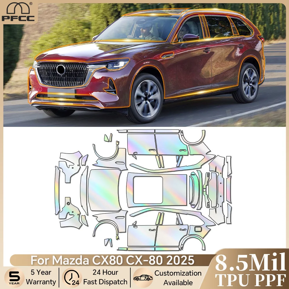 

For Mazda CX80 CX-80 2025-UP Pre-cut PPF Kit 8.5Mil TPU Paint Protection Film Car Body Clear Bra Resistant Anti-scratch Cover