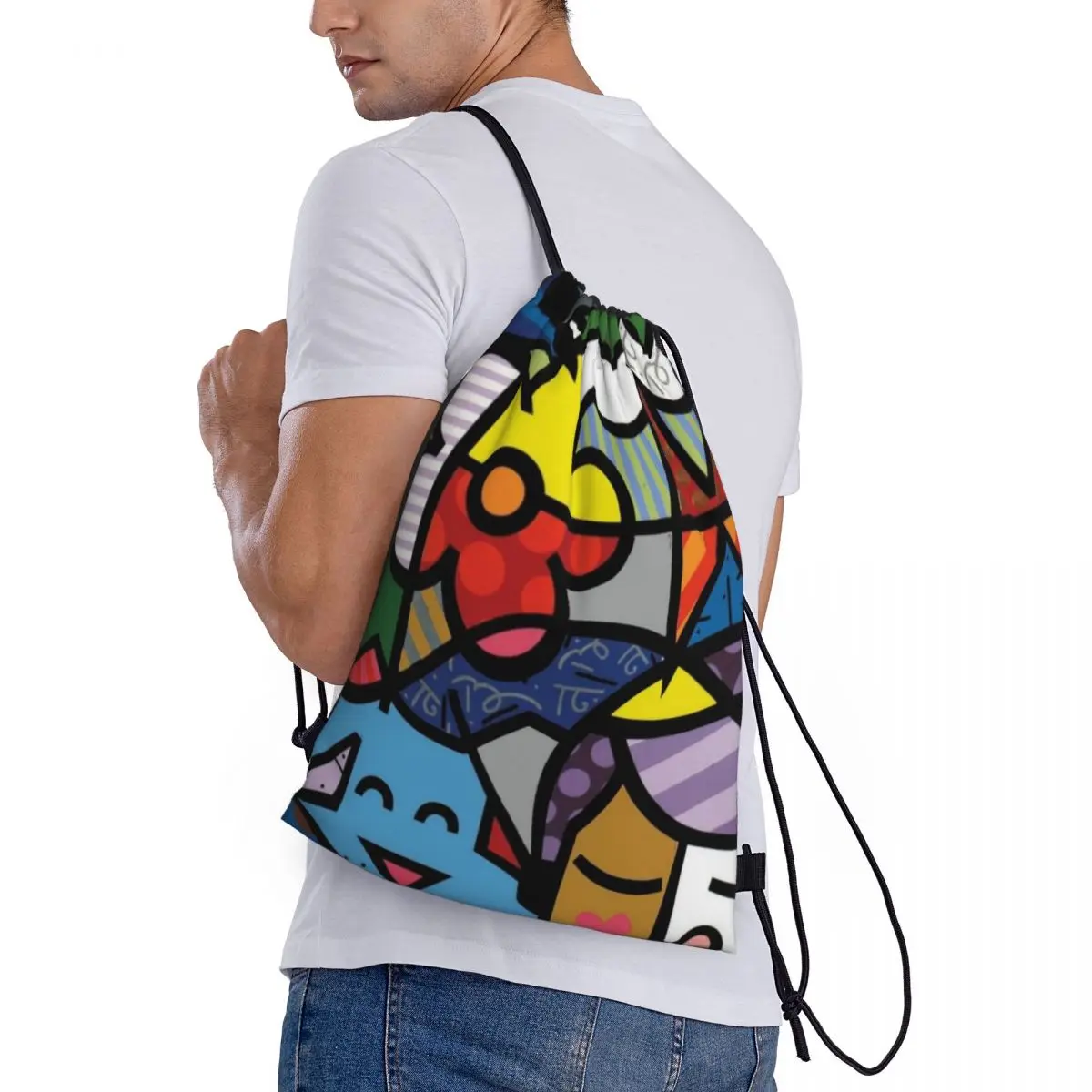 Nome personalizado à prova dwaterproof água ao ar livre praia natação esportes cordão mochila britto anime organizador ginásio saco de armazenamento