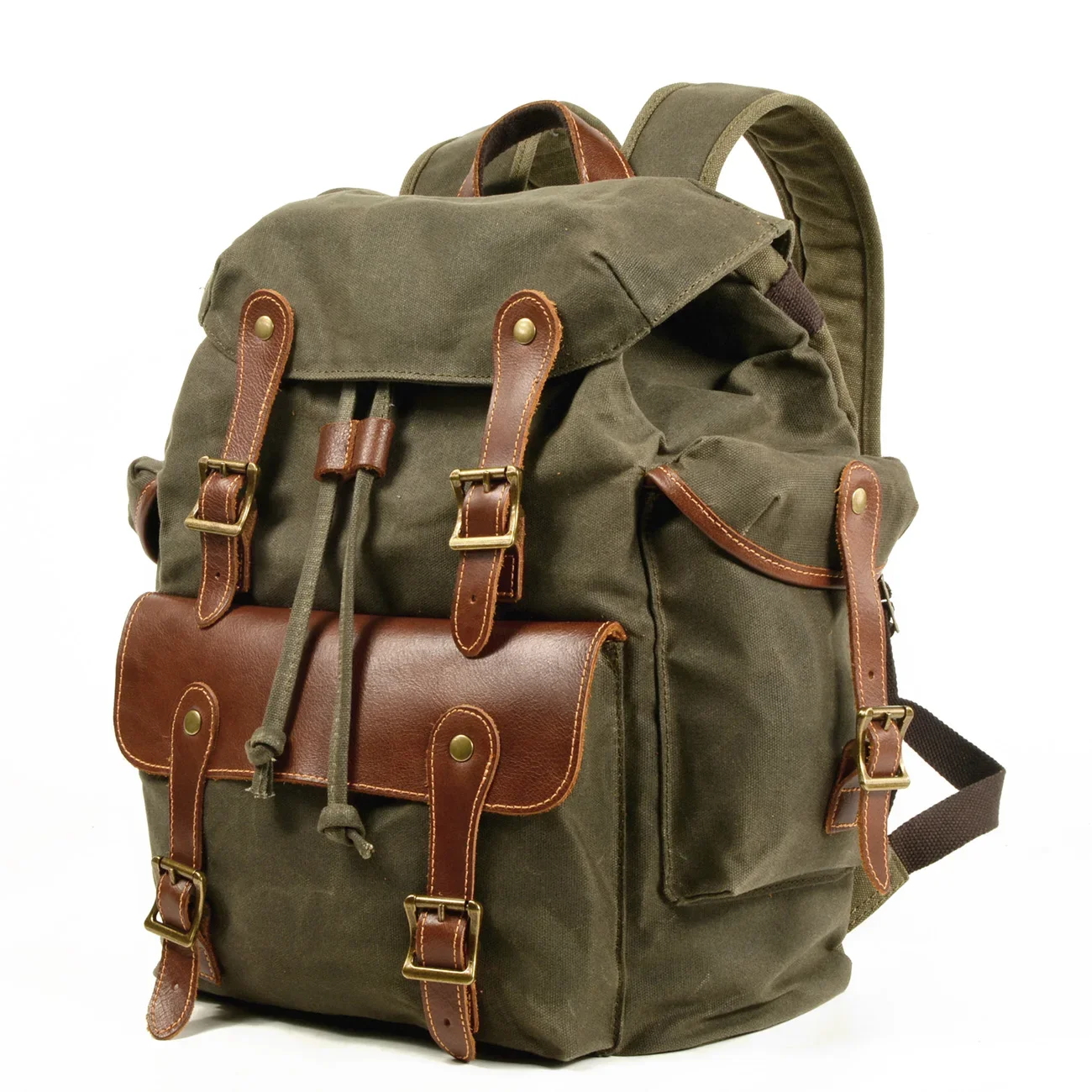 waxed hiking camping equipment rucksack outdoor mountaineering canvas cotton backpack