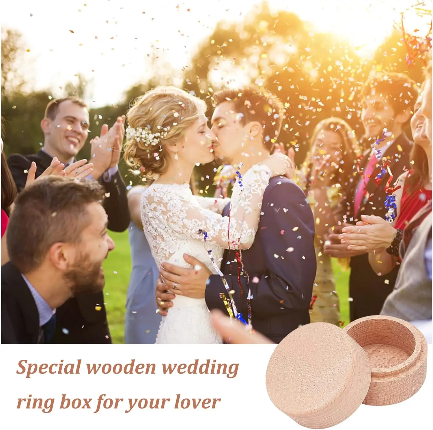 3pcs 2x1.6 Inch Mini Round Wooden Box Small Storage Wooden Box Wedding Ring Jewelry Boxes DIY Storage Trinket Bearer