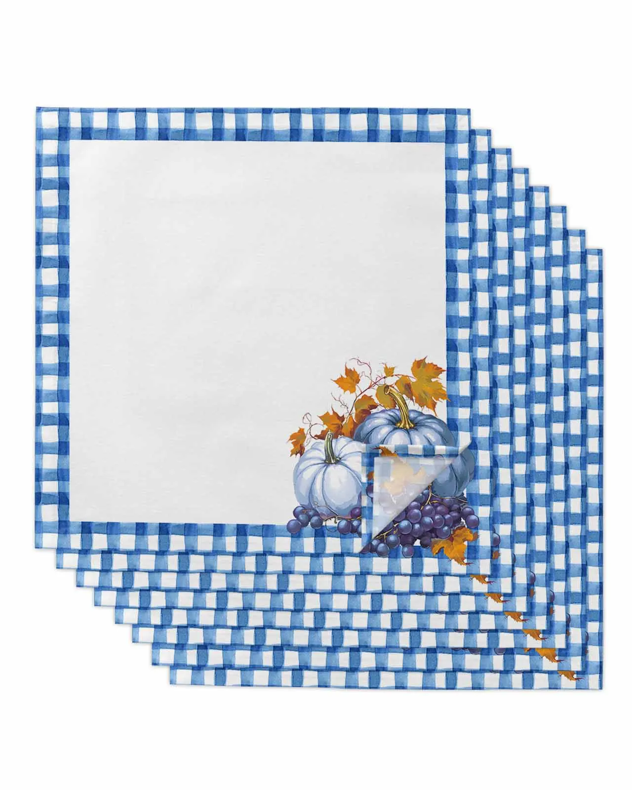 4pcs Maple Leaf Grape Grid  Table Napkins Cloth Set Kitchen Dinner Tea Towels Table Mat Wedding Decor Napkins