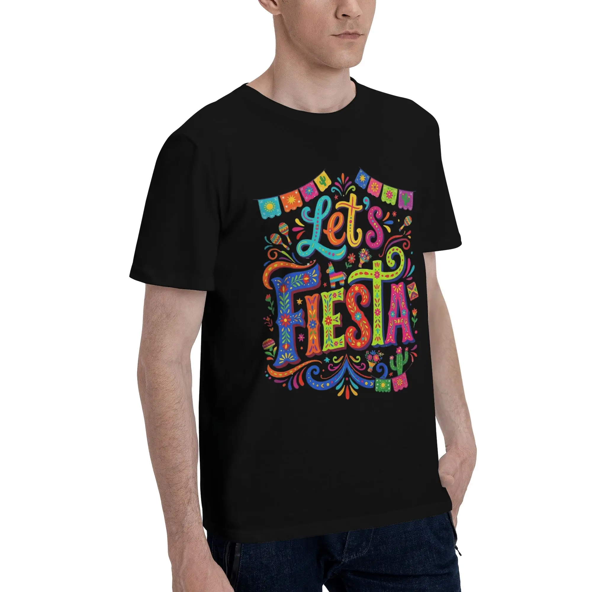 Let's Fiesta Cinco De Mayo  Tee Shirt for Men Women Print T Shirts  Cotton Clothing