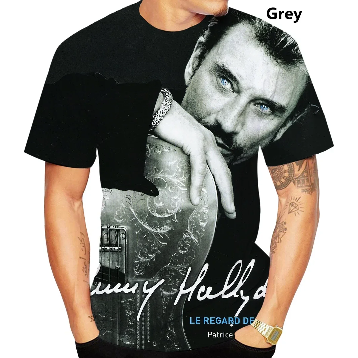 Hot Summer New Fashion Rock Star Johnny Hallyday 3d Printing T Shirt Men Women Street Style T-shirt