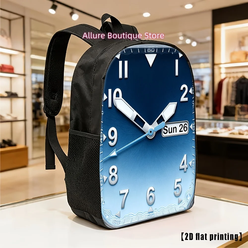 Trendy Creative Clock with Date Print Backpack Perfect for Daily Use, School Commuting And Short Outdoor Travel, Ideal for Teen
