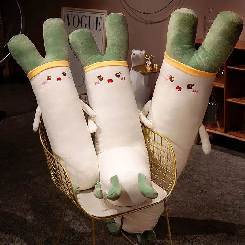 Oreiller long en peluche de dessin animé, beurre en peluche, légume vert, oignon chinois, poireau, coussin, histoire du coucher, ami, sommeil, cadeau d'anniversaire