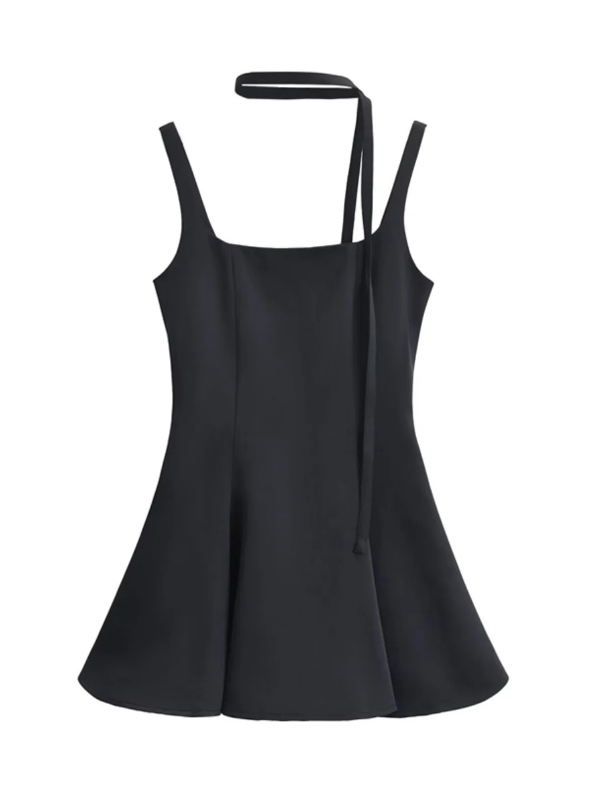 Hebe Sle Satin A-Line ter Dr Vintage Square Collar Waist-Cinching Slimming Drapey Design ort Skirt Women's Dr