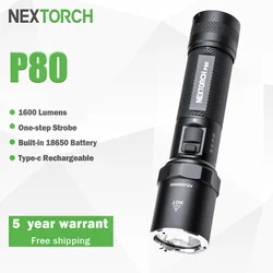 Nextorch-linterna táctica recargable, luz LED de alto rendimiento, para aplicación de la ley, camping, edc, 1600LM, P80