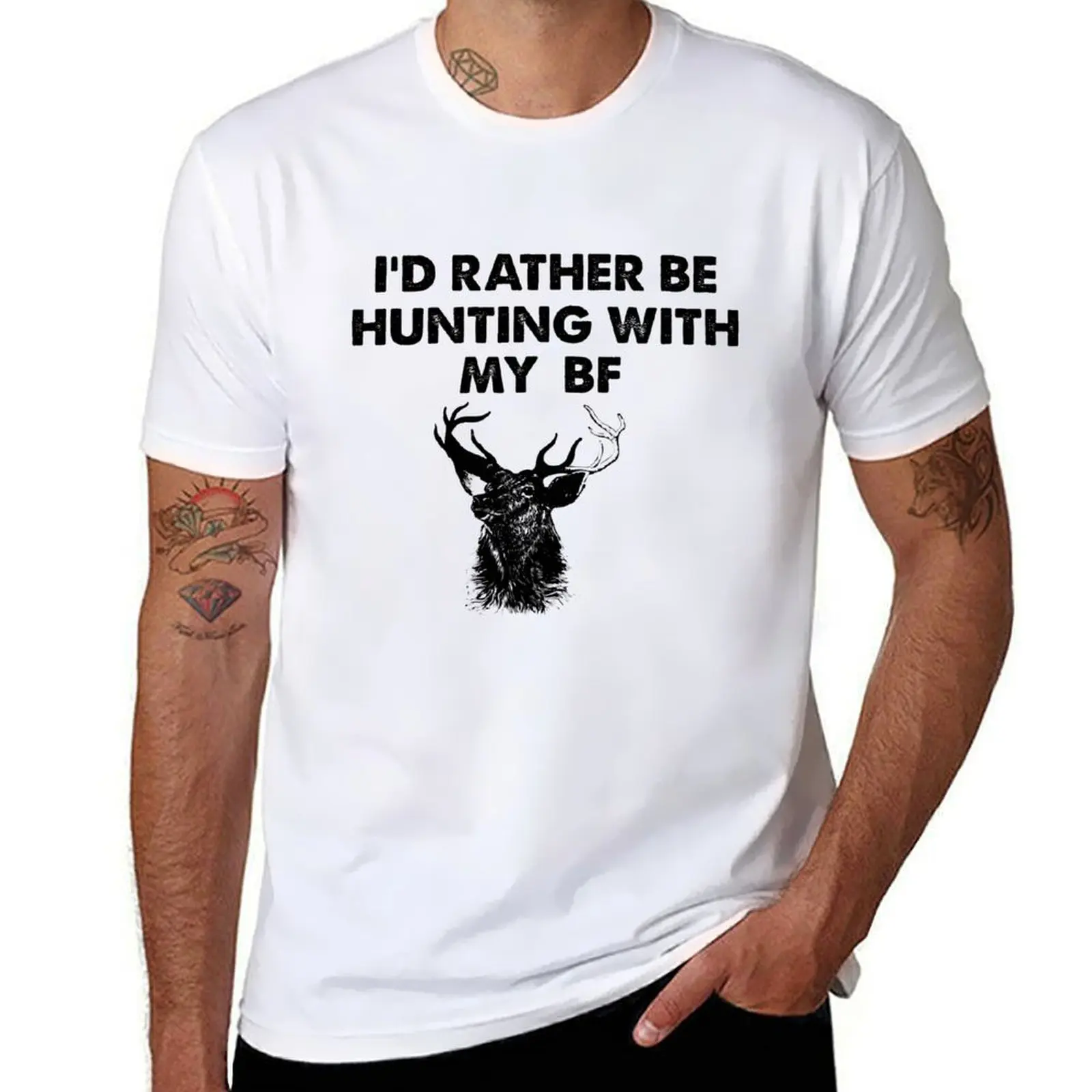 

I'd rather be hunting with my BF T-shirt quick drying korean fashion t shirts for men graphic