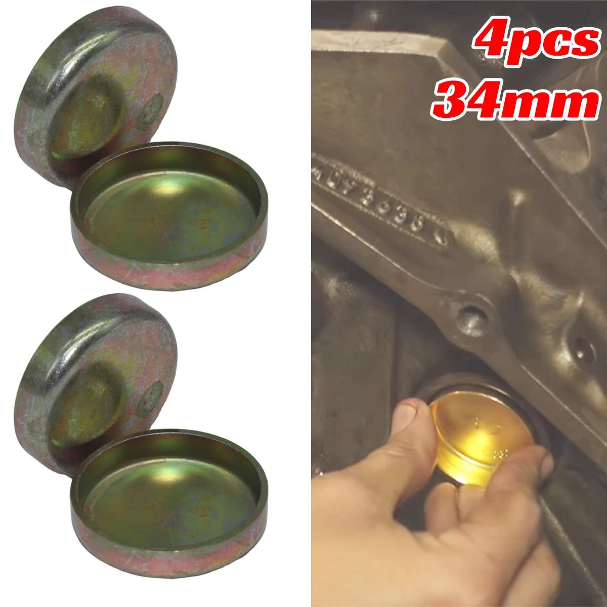 

4pc 34mm Engine Core Plugs Expansion Block Freeze Cylinder Head Frost Cover Zinc Plated Cup for Opel Astra H J Insignia A Zafira