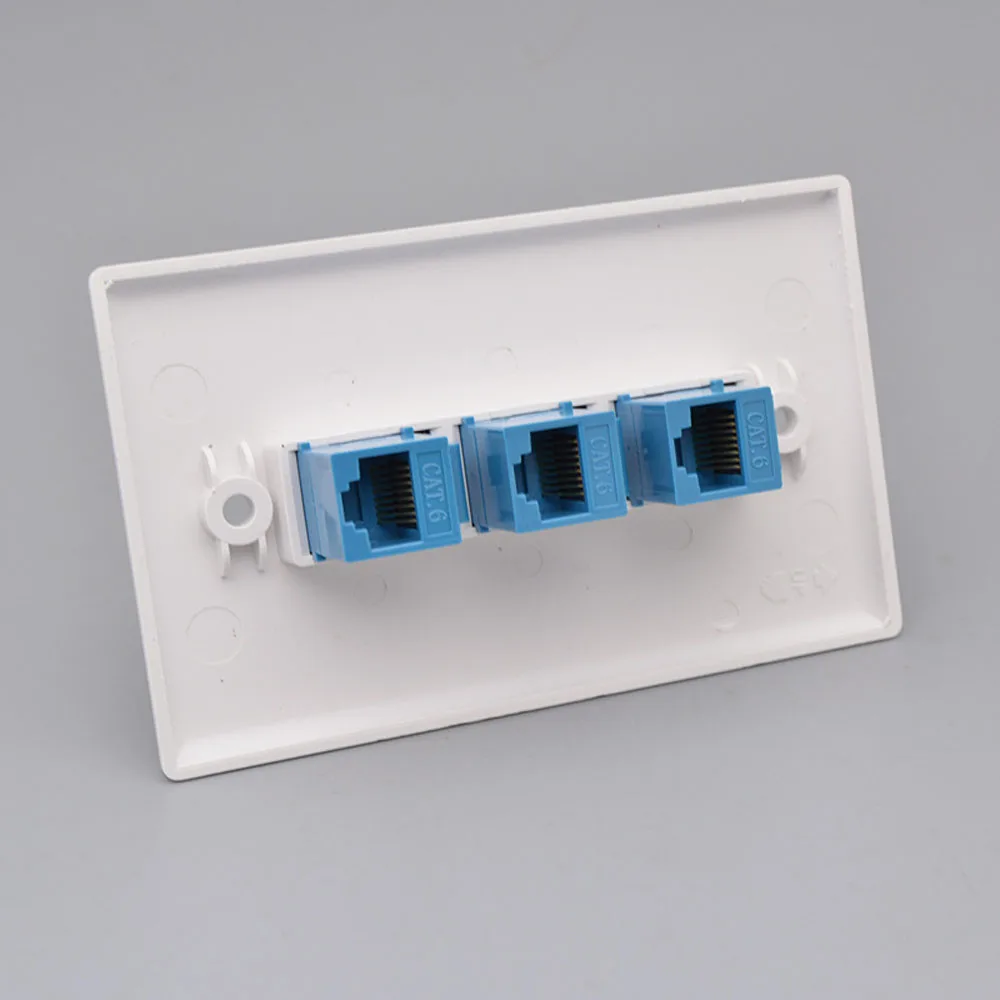 CAT6 Gigabit Network Socket Ethernet Cable Faceplate Networking Port three-Pass Socket Box 120 Type Cable Installation Outlet