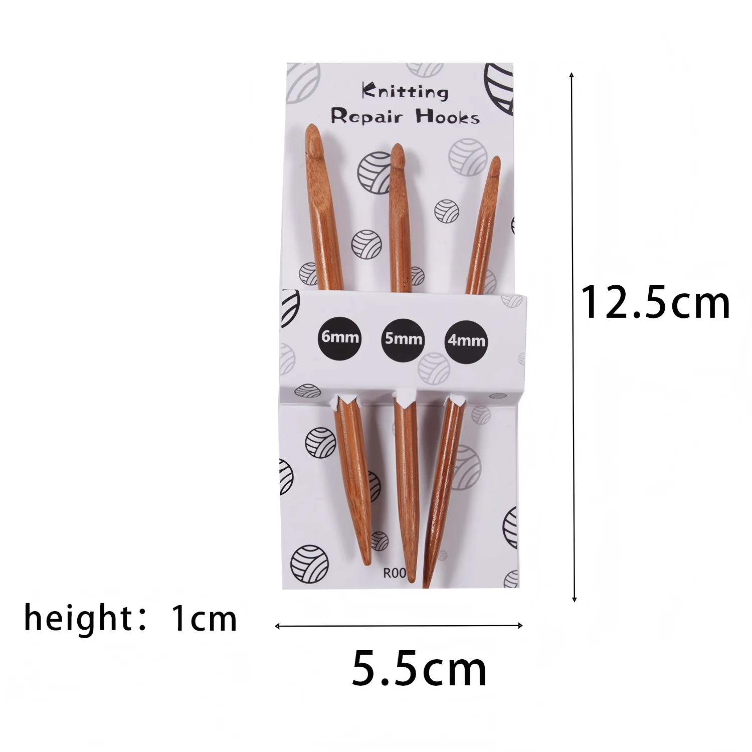 Multi-use 3pcs(6+5+4mm ) Natural Wooden Sewing Knitting Repair Hooks Eagle's Beak Patch Crochet Hook