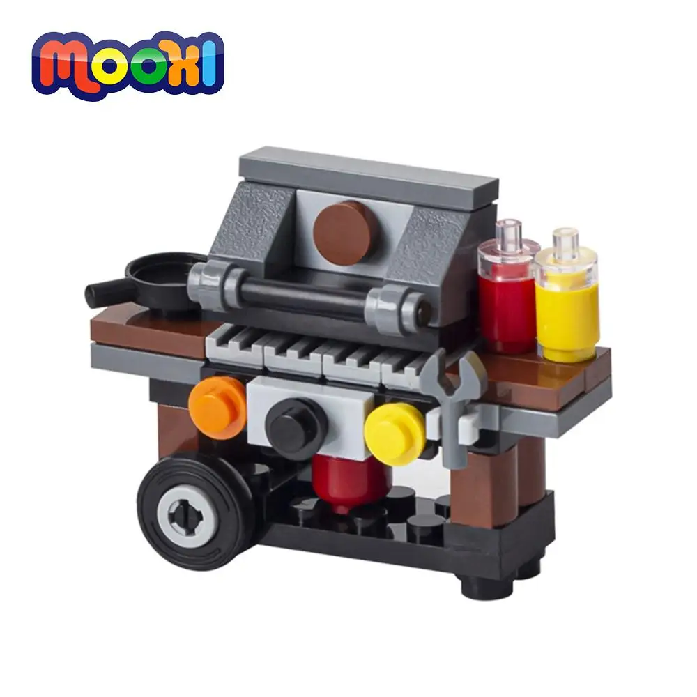 MOOXI City Furniture 54Pcs Bricks Barbecue Grill BBQ MOC Action Figures Parts Model Building Blocks Toys For Kids Gifts MOC4034