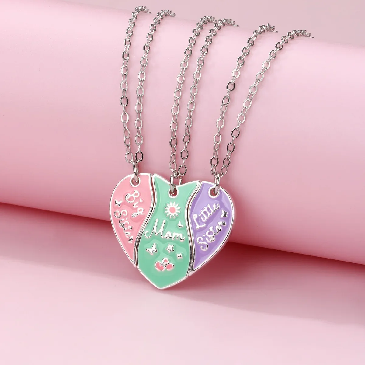 Fashion Mom Big Little Sister Heart Magnet Necklace for Women Girls Broken Heart Clavicle Chain BFF Best Friends Jewelry Gift