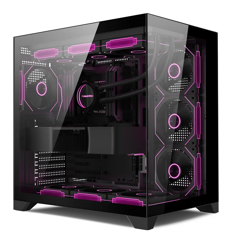 Elektrische trein Dreamland PRO ATX moederbord PC gaming 360° watergekoelde kamer met zeezicht Dubbelzijdige glazen gamingcomputerbehuizing