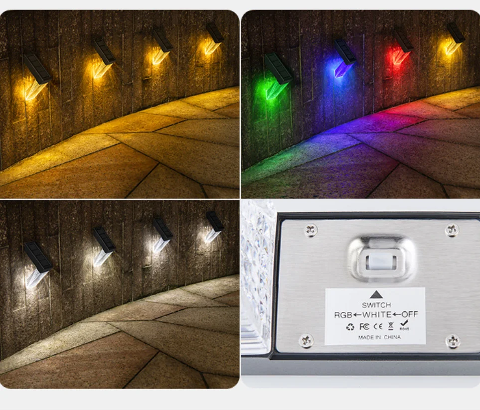 أحدث 1 قطعة أضواء خطوة تعمل بالطاقة الشمسية أضواء أرضية فناء حديقة مسارات الشرفة الشرفة الديكور #2