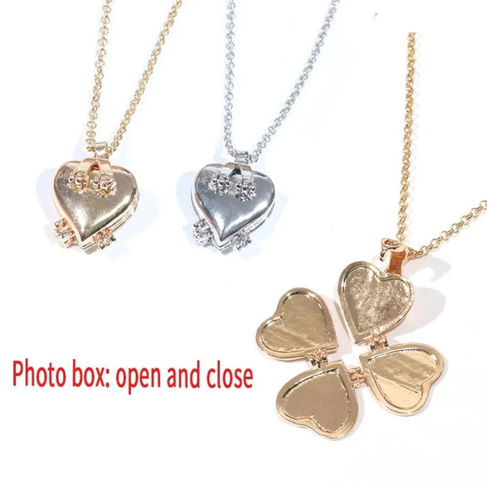 New DIY Heart Jewelry Photo Locket Vintage 4-layer Pendant