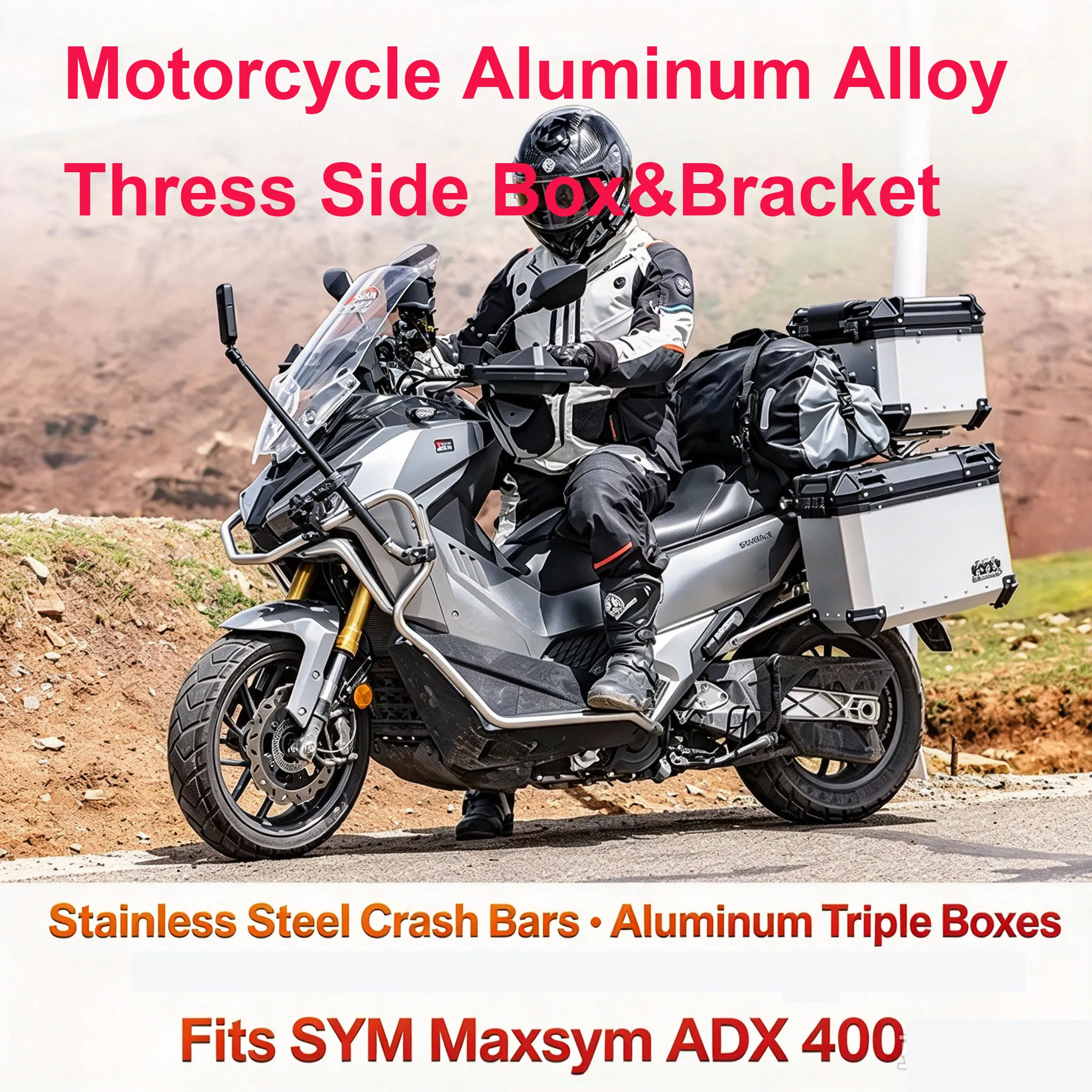 For ADXTG400 Motorcycle Aluminum Alloy Side Box&Bracket Waterproof Quick Release 37L Side Box 45L Tail Box Moto Accessories