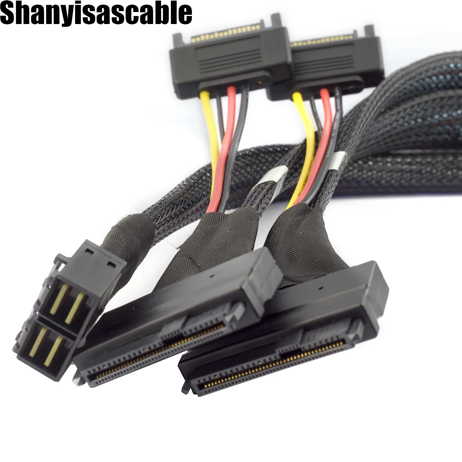 

1.0M Dual port connected MINI SAS HD SFF-8643 8I to 2X SAS SFF-8639 with SATA 15P Power cable adapter