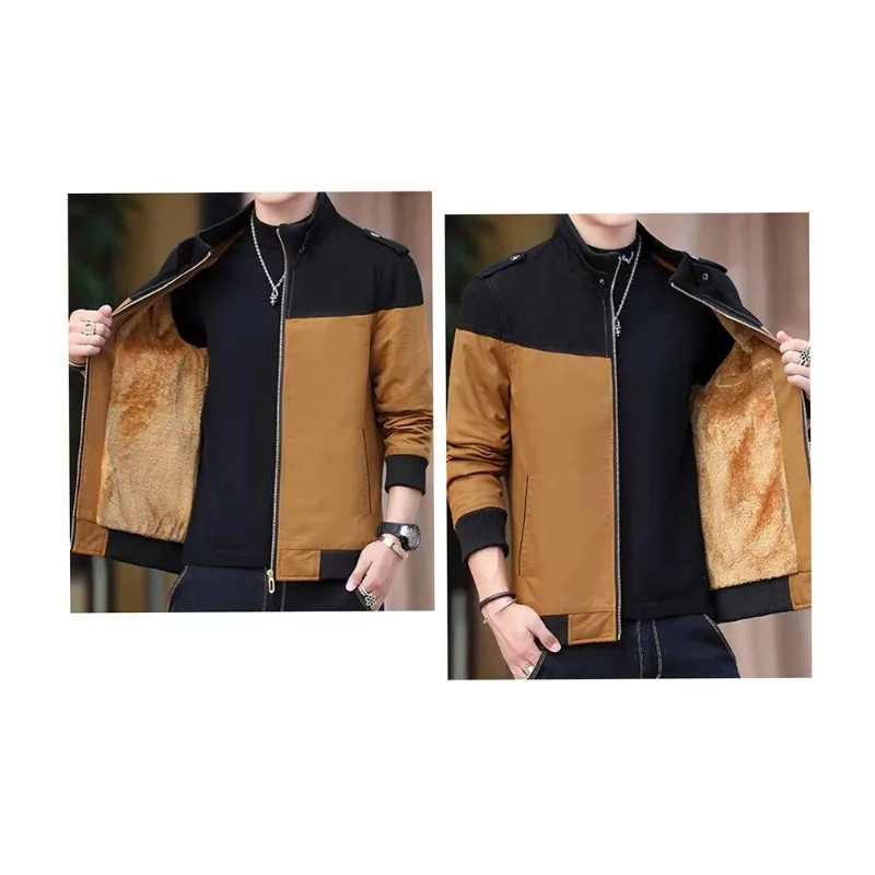 Winter Men's Bomber Jacket Casual Mens Outwear Fleece Warm Coats Fashion Stand Collar Uniform Jackets Mens Brand Clothing M982